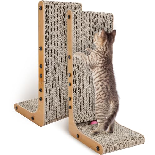 Foilswirl Katzenkratzbrett in L-Form für Indoor-Katzen, vertikales Kratzbrett aus Karton mit Glocke, Spielzeug, schützt Möbel, Katzenkratzkissen, 48,3 cm, 2 Stück Foilswirl Katzenkratzbrett in L-Form für Indoor-Katzen, vertikales Kratzbrett aus Karton mit Glocke, Spielzeug, schützt Möbel, Katzenkratzkissen, 48,3 cm, 2 Stück von Foilswirl