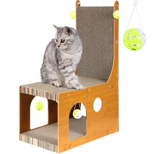 Foilswirl Katzenkratzer für den Innenbereich, L-förmiges Kratzbrett mit 4 Glockenbällen, Spielzeug für Wand und Couch, Schutz, großer Raum, Karton, Kätzchen, Bett, Höhle Foilswirl Katzenkratzer für den Innenbereich, L-förmiges Kratzbrett mit 4 Glockenbällen, Spielzeug für Wand und Couch, Schutz, großer Raum, Karton, Kätzchen, Bett, Höhle von Foilswirl