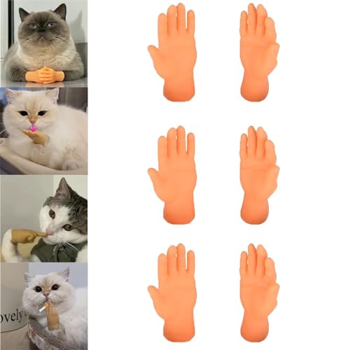 Fokayo Mini-Hände für Katzen, Mini-Menschenhände für Katzen, Mini-gekreuzte Hände für Katzen, kleine Hände für Katzen, kleine gefaltete Hände für Katzenpfoten, kreatives Mini-Modell (6Pcs-a) von Fokayo