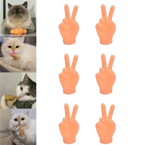 Fokayo Mini-Hände für Katzen, Mini-Menschenhände für Katzen, Mini-gekreuzte Hände für Katzen, kleine Hände für Katzen, kleine gefaltete Hände für Katzenpfoten, kreatives Mini-Modell (6Pcs-e) von Fokayo
