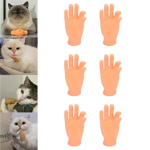 Fokayo Mini-Hände für Katzen, Mini-Menschenhände für Katzen, Mini-gekreuzte Hände für Katzen, kleine Hände für Katzen, kleine gefaltete Hände für Katzenpfoten, kreatives Mini-Modell (6Pcs-b) von Fokayo