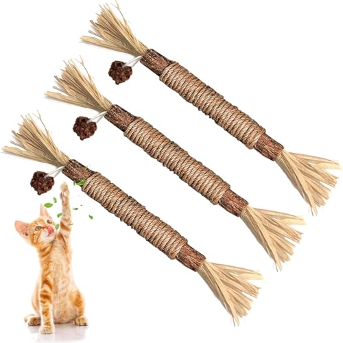 Fokayo Nunapets Katzen-Kauspielzeug, Nunapets Natural Silvervine Stick Katzen-Kauspielzeug, Nunapets Natural Silvervine Stick Katzen-Kauspielzeug (3pcs) von Fokayo