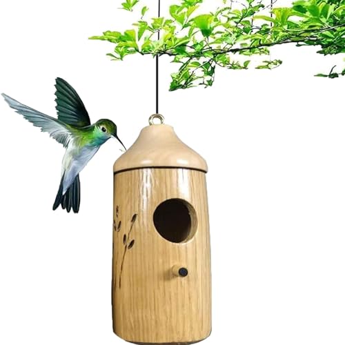 Fokayo Shirem Hölzernes Kolibri-Haus, Barmherziges Hölzernes Kolibri-Häuser für den Außenbereich, hängendes hölzernes Vogelhäuschen für den Garten, Kolibri-Haus, Vogelgeschenke für Vogelliebhaber (B) von Fokayo