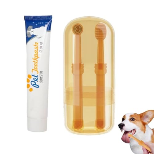 Fokayo Zentric Hundezahnbürste, Flexibrush Haustierzahnbürste mit Zungenschaber, langlebiges Silikon für Hunde mit staubdichter Aufbewahrungsbox, 360 weiche Silikon-Katzenzahnbürste (D) von Fokayo
