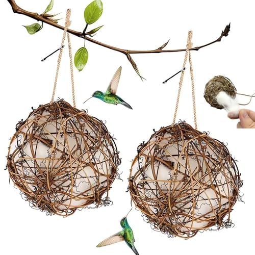 Frühlingsauswahl – handgefertigte Vogelhäuser und Vogelhausmaterialien – 2024 neues Vogelnistkugelmaterial für Wildvögel, einzigartige Vogelhäuser im Freien (10in) von Fokayo