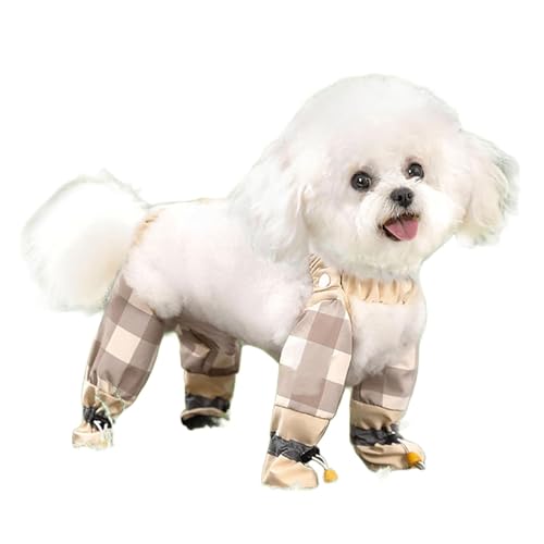 Gemütliche Haustierhose, Haustier-Spaziergangshose, rutschfeste, verstellbare Hundestiefel-Leggings, wasserdichte, süße Hundekleidung mit dehnbaren Rückengurten (B,M) von Fokayo