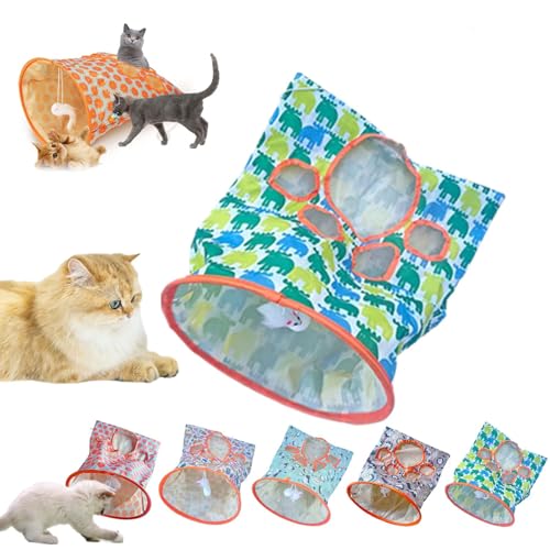 Nanecity Katzentunnel, Nanecity Katzentasche, Katzentunneltaschen für Hauskatzen, Faltbare interaktive Katzenbohrtasche, Haustierspielzeug mit Plüschball, selbstinteraktives (1Pcs-a) von Fokayo