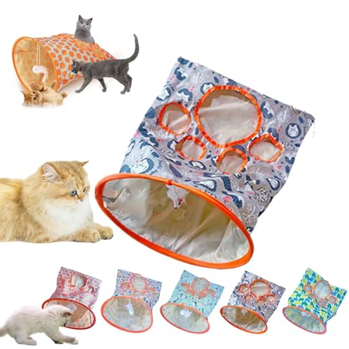 Nanecity Katzentunnel, Nanecity Katzentasche, Katzentunneltaschen für Hauskatzen, Faltbare interaktive Katzenbohrtasche, Haustierspielzeug mit Plüschball, selbstinteraktives (1Pcs-b) von Fokayo