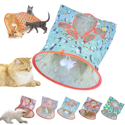 Nanecity Katzentunnel, Nanecity Katzentasche, Katzentunneltaschen für Hauskatzen, Faltbare interaktive Katzenbohrtasche, Haustierspielzeug mit Plüschball, selbstinteraktives (1Pcs-c) von Fokayo