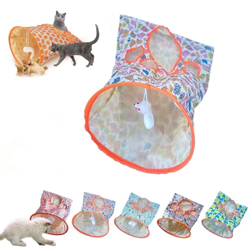Nanecity Katzentunnel, Nanecity Katzentasche, Katzentunneltaschen für Hauskatzen, Faltbare interaktive Katzenbohrtasche, Haustierspielzeug mit Plüschball, selbstinteraktives (1Pcs-d) von Fokayo
