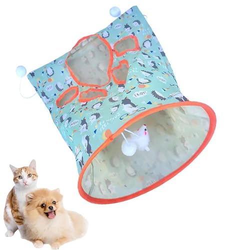 Nanecity Katzentunnel, Nanecity Katzentaschenspielzeug, Crinkle-Katzentunneltaschen für Hauskatzen, Faltbarer selbstinteraktiver Katzentunnel mit Plüschball, Katzen (A) von Fokayo