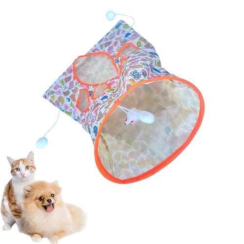 Nanecity Katzentunnel, Nanecity Katzentaschenspielzeug, Crinkle-Katzentunneltaschen für Hauskatzen, Faltbarer selbstinteraktiver Katzentunnel mit Plüschball, Katzen (E) von Fokayo