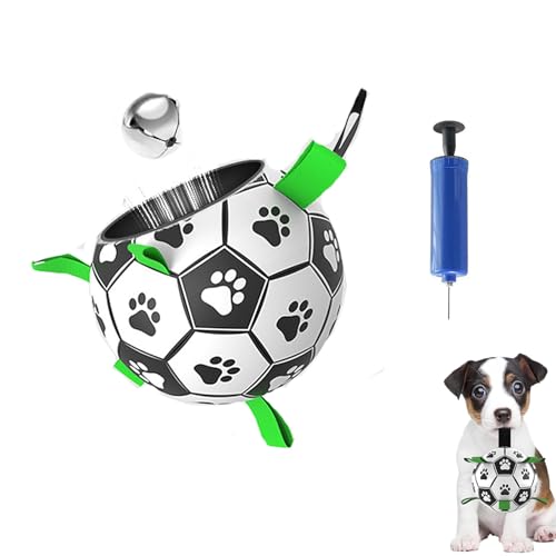 Pawkick Fußball für Hunde, Pawkick Fußball, Kleiner Fußball für Hunde, unzerstörbar, interaktives Hundespielzeug zum Tauziehen, für kleine mittelgroße Hunde, mit Luftpumpe (15cm,C) von Fokayo