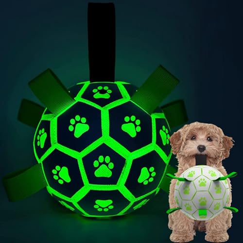 Pawkick Fußball für Hunde, Pawkick Fußball, Kleiner Fußball für Hunde, unzerstörbar, interaktives Hundespielzeug zum Tauziehen, für kleine mittelgroße Hunde, mit Luftpumpe (15cm,D) von Fokayo