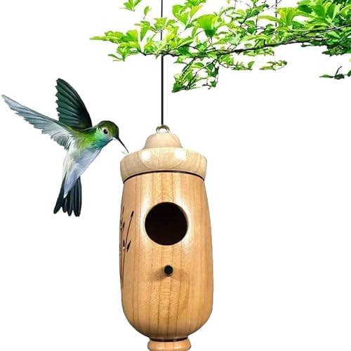 Shirem Hölzernes Kolibri-Haus, Barmherziges Hölzernes Kolibri-Häuser für den Außenbereich, hängendes hölzernes Vogelhäuschen für den Garten, Kolibri-Haus, Vogelgeschenke für Vogelliebhaber (A) von Fokayo