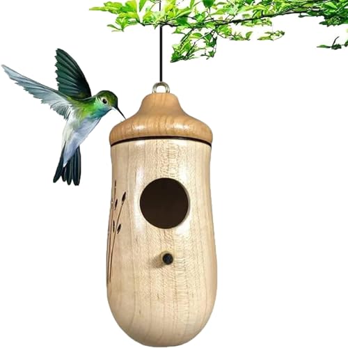 Shirem Hölzernes Kolibri-Haus, Barmherziges Hölzernes Kolibri-Häuser für den Außenbereich, hängendes hölzernes Vogelhäuschen für den Garten, Kolibri-Haus, Vogelgeschenke für Vogelliebhaber (C) von Fokayo