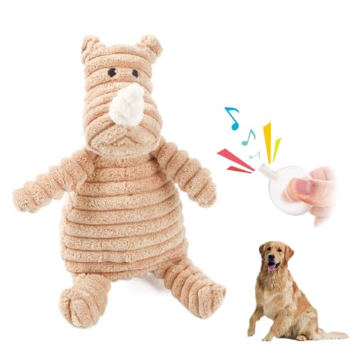 Fokecci Nashorn Hundespielzeug Quietschend Plüsch für Kleine Hunde, Welpenspielzeug,Plüschspielzeug für Kleine Große Hunde von Fokecci