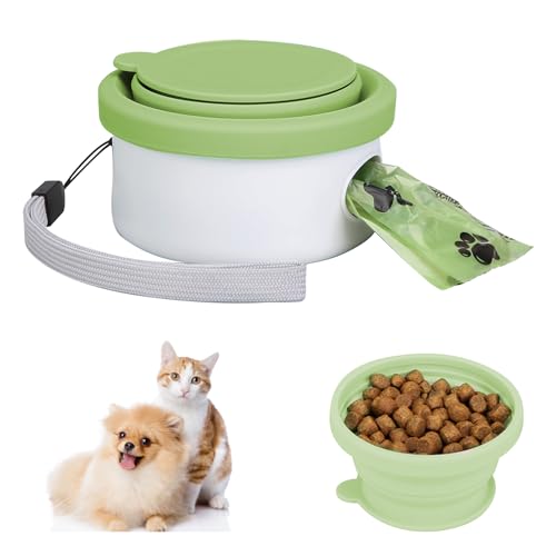 3 in 1 Faltbare Hundenäpfe 150ml Tragbar Silikon Auslaufsicher Trinknapf Fressnapf mit Deckel und Karabiner für Hunde Katzen Spaziergänge Unterwegs Leckerli-Aufbewahrung, Wasserbehälter 3 in 1 Faltbare Hundenäpfe 150ml Tragbar Silikon Auslaufsicher Trinknapf Fressnapf mit Deckel und Karabiner für Hunde Katzen Spaziergänge Unterwegs Leckerli-Aufbewahrung, Wasserbehälter von Fokecci