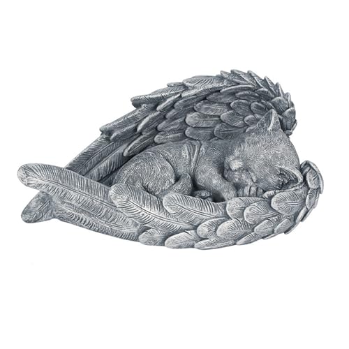 Fokroin Grabstein Katze, Katze Hund Engel Haustier Denkmal Grab Marker Tribut Statue, Grabschmuck Wetterfest, Grabschmuck, Haustierdenkmal, fur Terrasse, Balkon, Garten Oder als Geschenk Lnnenbereich von Fokroin