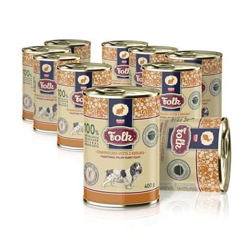 Folk Nassfutter für Erwachsene Hunde Getreidefreies Alleinfuttermittel mit Kaninchen Paket 10 x 400g von Folk