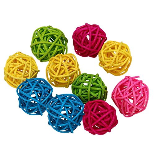 Folpus 10 Stück/Packung 3 cm/4 cm Rattankugeln Vogel Kauspielzeug DIY Spielzeug (Farbe Sortiert), 4 cm von Folpus