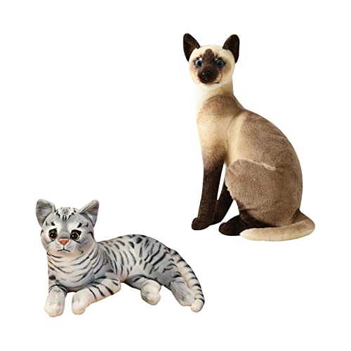 Folpus 2 × Realistisches Katzenspielzeug Figur Spielzeug Simulation Kuscheltier für Kindergeburtstag, StilG, Mehrere Größen von Folpus