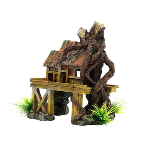 Folpus Aquarium-Dekor, Harz-Gebäudeornamente, Aquarium-Skulptur, künstliches Fisch-Reptilienhaus, Betta-Versteck zum Klettern, Verstecken Folpus Aquarium-Dekor, Harz-Gebäudeornamente, Aquarium-Skulptur, künstliches Fisch-Reptilienhaus, Betta-Versteck zum Klettern, Verstecken von Folpus