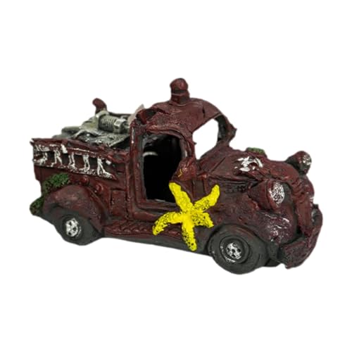 Folpus Autowrack-Aquariumdekoration aus Kunstharz, Aquarium-Versteck, Höhle, Heimlandschaft, Unterschlupf, Aquarium-Fischversteck für kleine Fische, Garnelen, Lastwagen von Folpus