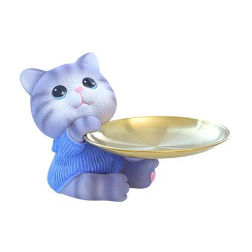 Folpus Cat Tray Cat Figur Schüssel für Eingangsharz -Statue -Tablett für Wohnzimmer Esstisch, Style A von Folpus