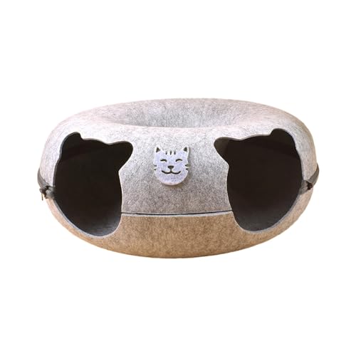 Folpus Donut-Katzenbett, Katzenspieltunnel aus Filz innen, Katzentunnelbett für kleine Haustiere von Folpus