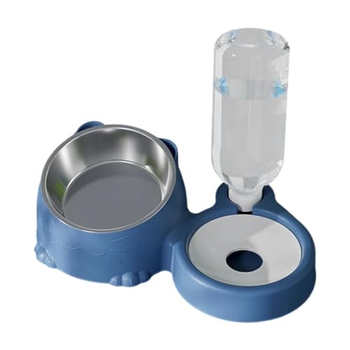 Folpus Doppelte Katzennäpfe, Futterspender für Haustiere, Abnehmbarer erhöhter Katzennapf, Futter- und Wassernäpfe-Set für Hamster, Kaninchen, Häschen, Blau von Folpus