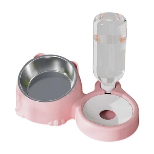 Folpus Doppelte Katzennäpfe, Futterspender für Haustiere, Abnehmbarer erhöhter Katzennapf, Futter- und Wassernäpfe-Set für Hamster, Kaninchen, Häschen, Rosa von Folpus