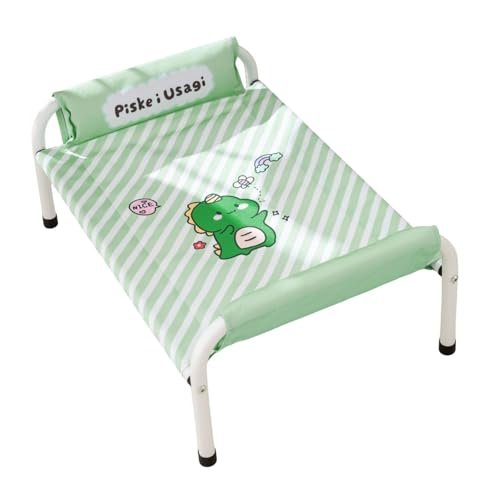 Folpus Erhöhtes Hundebett, Haustierbett, Metallrahmen, Haustierhängematte, erhöhtes Kinderbett für Welpen, Kätzchen, Katzen, Hunde, GrÜn, L von Folpus