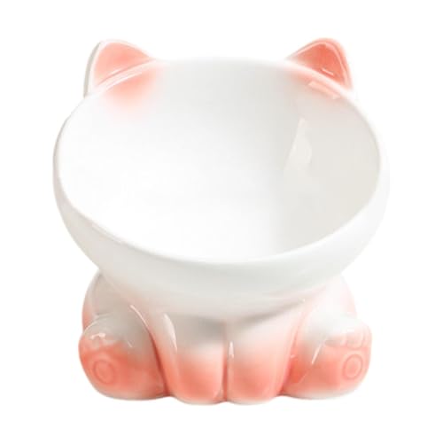 Folpus -Futternapf für Katzen, Futterbehälter, erhöhter Trinknapf, minimalistischer Porzellan-Katzennapf, Hundefutternapf für Heimtierbedarf, Abgestuftes Weiß-rosa von Folpus