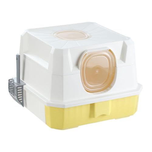 Folpus Geschlossene Katzentoilette, Katzentoilette, abnehmbar, verhindert Sandleckage, mit Schaufel, Katzentoilette, Katzentoilette für Kätzchen und Katzen, Gelb Folpus Geschlossene Katzentoilette, Katzentoilette, abnehmbar, verhindert Sandleckage, mit Schaufel, Katzentoilette, Katzentoilette für Kätzchen und Katzen, Gelb von Folpus