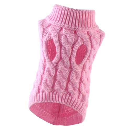 Folpus Gestrickter Hundepullover, gestrickter Haustier-Welpen-Kleidung, Hunde-Winterpullover, Haustier-Pullover für den Park, Rosa S von Folpus