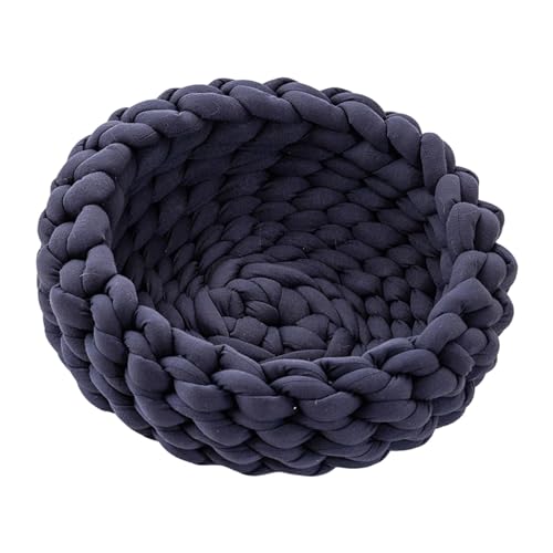 Folpus Gestrickter Katzenbettkorb aus Baumwolle, rund, tragbar, flexibel, 40 cm, waschbar, für kleine und mittelgroße Welpen, Haustierbedarf, Dunkelblau Folpus Gestrickter Katzenbettkorb aus Baumwolle, rund, tragbar, flexibel, 40 cm, waschbar, für kleine und mittelgroße Welpen, Haustierbedarf, Dunkelblau von Folpus