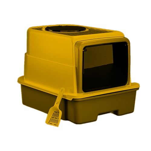 Folpus Große Katzentoilette mit Deckel, Einstieg von Oben, komplett geschlossene Katzentoilette, Katzensandkasten, Behälter, Katzenstreu, Pfanne, Gelb Folpus Große Katzentoilette mit Deckel, Einstieg von Oben, komplett geschlossene Katzentoilette, Katzensandkasten, Behälter, Katzenstreu, Pfanne, Gelb von Folpus