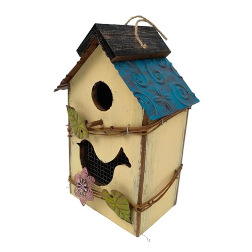 Folpus Hängendes Vogelhaus, dekoratives Vogelhaus für den Außenbereich, Gartendekoration, Vogelhütte für Bäume, Hinterhof, Garten, Geschenk für, GELB Folpus Hängendes Vogelhaus, dekoratives Vogelhaus für den Außenbereich, Gartendekoration, Vogelhütte für Bäume, Hinterhof, Garten, Geschenk für, GELB von Folpus