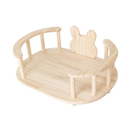 Folpus Hasenbett aus Holz, Schlafplatz für kleine Tiere, 2-in-1-Nistbett aus Holz für Haustiere, einfach zu montierender Hasenkäfig für Meerschweinchen, Oval von Folpus