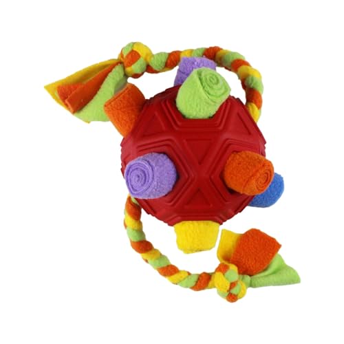 Folpus Haustier-Schnupftabak-Ball-Spielzeug, interaktives Hunde-Puzzle-Spielzeug, IQ-Training, pädagogisches Spielzeug, Leckerli-Spender, Slow-Food-Training, roter Ball von Folpus