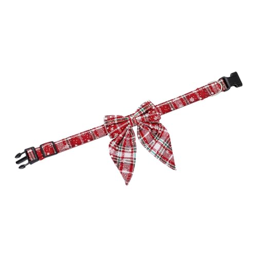 Folpus Hundehalsband mit Fliege, weihnachtliches Hundehalsband mit Schleife, verstellbares süßes Hundehalsband mit Fliege, Geschenk für kleine Hunde, Rot von Folpus