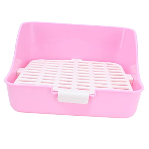 Folpus Kaninchen-Katzenklo, WC-Ecke, Reinigungswerkzeug, Kleintier-Töpfchen-Trainer für Nagetiere, Rosa 11x11x8in von Folpus