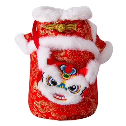 Folpus Katze, chinesisches Neujahrskostüm, Tanz, Haustierkleidung, einfach zu tragender Hunde-Tang-Anzug für Kätzchen, Welpen, Hunde, Cosplay, Feier, S von Folpus