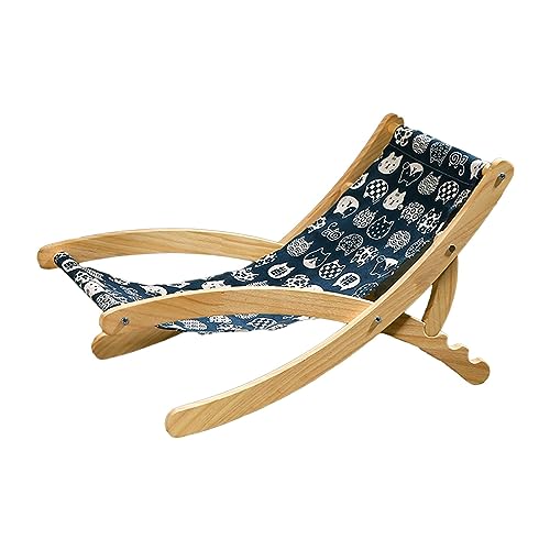 Folpus Katzen-Lounge-Sessel, erhöhtes Bett für Katzen, Tragkraft: 10 kg, bequemes Schlafen, großes Katzenbett, Hängematte, Haustierbett für Hunde, kleine, Blauer Stoff von Folpus