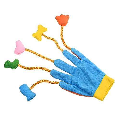 Folpus Katzen-Teaser-Handschuhe, Plüschspielzeug, Spielen mit Glocke, Aktivität, Haustier-Katzenhandschuh-Spielzeug, interaktives Katzenspielzeug für Welpen, von Folpus