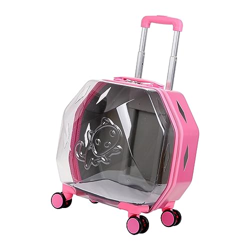 Folpus Katzen-Trolley mit leisen Rädern, Hunderucksack, Haustier-Tragerucksack für den Außenbereich, Durchscheinendes Rosa von Folpus