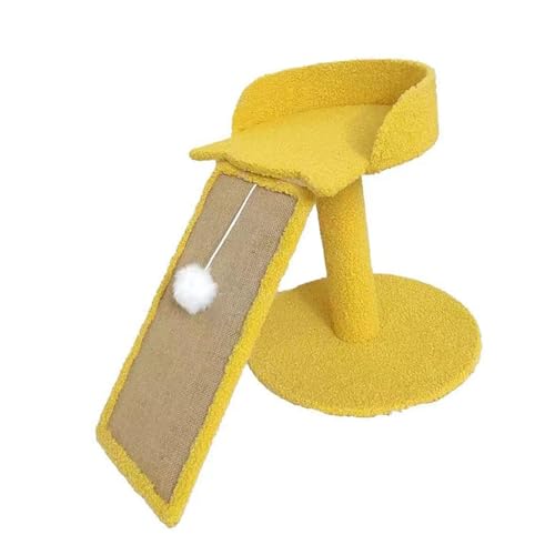 Folpus Katzenbaum mit Barsch, Sisal Cat Croboper mit baumelnden Spielzeugbleiben, Kätzchenturm mit Kratzerbrett, für Innenkatzen Spielen, Gelb von Folpus