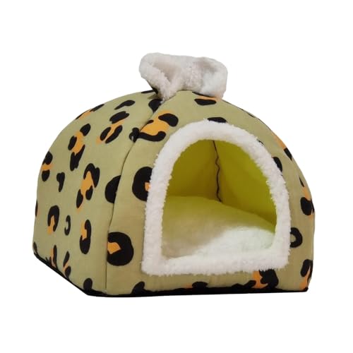 Folpus Katzenhaus, halbgeschlossenes Hunde- und Katzennest zum Schlafen, selbstwärmende Katzenhöhle, Katzenbett für Katzen und Welpen, Bin grün von Folpus