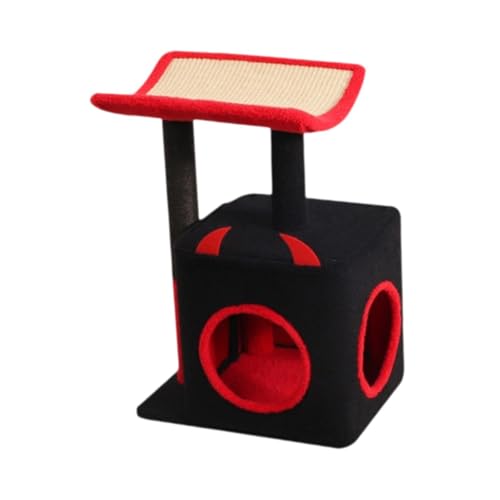 Folpus Katzenkletterbaum, Katzenklettergerüst, vertikal, Schwarz und Rot, für Hauskatzen, Katzenbett, Kratzbaum zum Spielen mit Kätzchen Folpus Katzenkletterbaum, Katzenklettergerüst, vertikal, Schwarz und Rot, für Hauskatzen, Katzenbett, Kratzbaum zum Spielen mit Kätzchen von Folpus